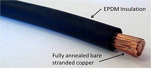 WINDYNATION Red and Black Welding Lead & Car Battery Copper Cable Wire 1/0 AWG 1/0 Gauge - Car, RV, Inverter, Solar, Battery Cable - color: Black, size: 400 ft