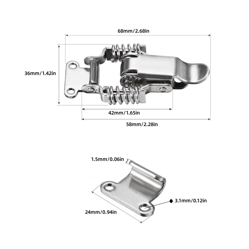 Spring hasp Toolbox Toggle latches Lock,Stainless SteelToolbox Draw Compression Spring Toggle Latch Catch Clamp (4Pcs)