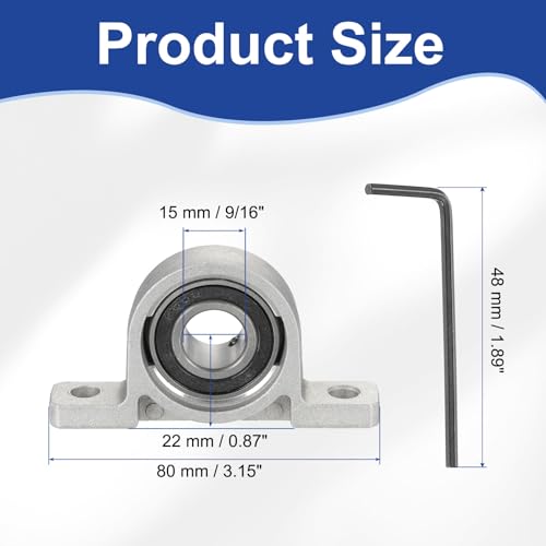 MECCANIXITY Pillow Block Bearing 9/16" (15mm) Bore Vertical Zinc Alloy Steel Mounted Flange Pillow Block Self-Alignment Insert Bearings Housing Pack of 4, KP002 - size: 15mm