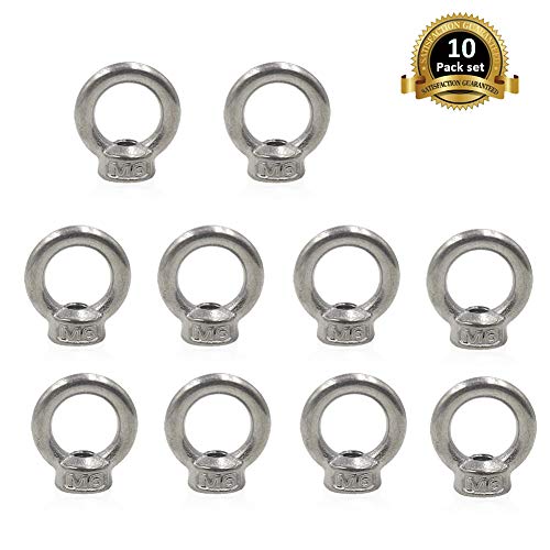 Lependor M6 Metric Ring Shape Lifting Eye Nut 304 Stainless Steel Lifting Eye Threaded Nut Fastener - 10 Pcs M6 (1/4") - color: 10 Pcs M6 (1/4")