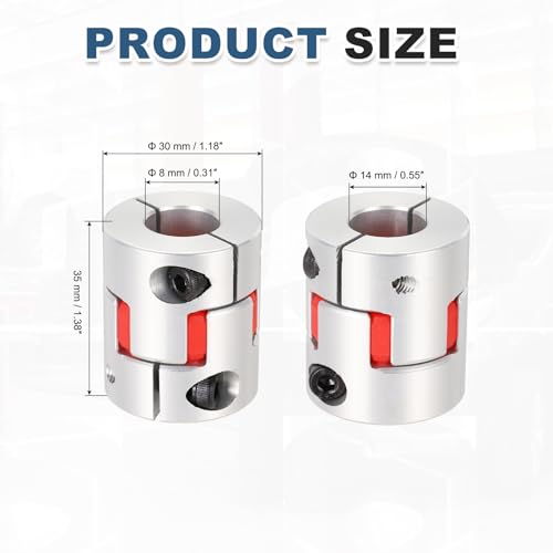 MECCANIXITY 8mm-14mm Aluminium Plum Flexible Shaft Coupling w Hex Wrench - size: 8mm to 14mm