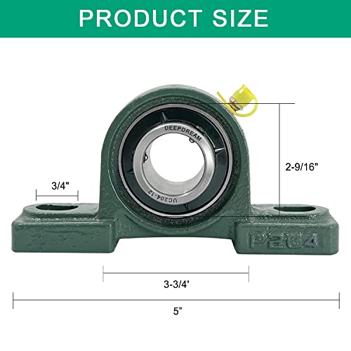 2 Pcs UCP204-12 Pillow Block Bearing 3/4" Mounted Bearings P204 Chrome Steel Bearings Self-Alignment - size: UCP204-12-2pcs