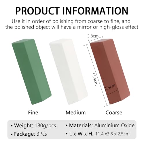 SCOTTCHEN Buffing Polishing Cutting Compounds 20 Oz.Kit-Green Fine/White Medium/Red Coarse,for Stainless Steel Aluminum Jewelry - 3 Pcs - size: 20 Oz. - Green Fine/White Medium/Red Coarse