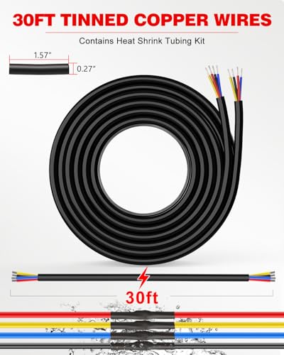 NAOEVO 14 Gauge Wire 4 Conductor, 14 Gauge Automotive Wire 12V Cable, 30FT - size: 30ft, style: 4C-14AWG