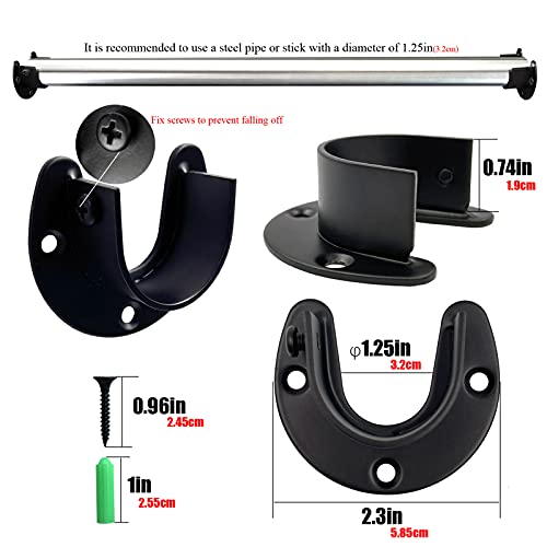 Heavy Duty Stainless Steel Closet Rod Brackets 4 Pack for 1-1/4 Pole Use as Sturdy Curtain Rod Brackets Ideal for Home and Kitchen(Open Flange) - color: Open flange
