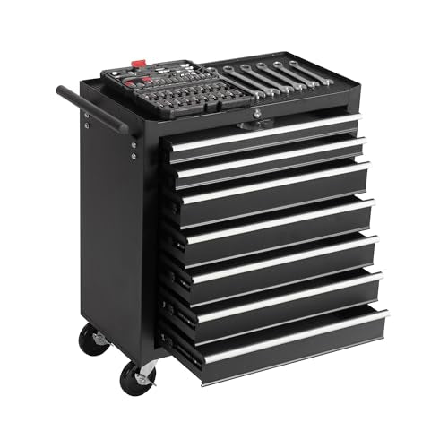 7-Drawer Lockable Rolling Tool Chest, Black - color: Black, style: 7 drawer