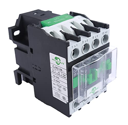 AC Contactor, CJX2-25A*24V AC, Screw Clamp Terminals, DIN Rail Installation, 3 Pole+Auxiliary 1NO, Motor Control - color: 25A, size: 24 Volt