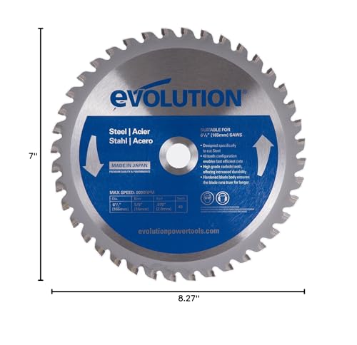 Evolution Power Tools 6-1/2BLADEST Steel Cutting Saw Blade, 6-1/2-Inch x 40-Tooth, Silver - size: 6-1/2 Inch, style: 40-Tooth