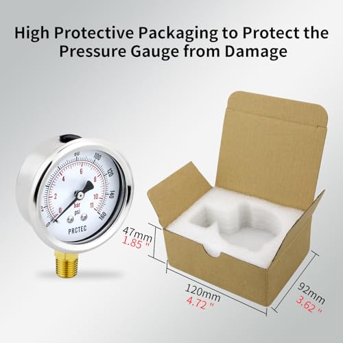 Dry Pressure Gauge NPT1/4,Low Pressure Gauge with 2.5 Inch Dial Size and 304 Stainless Steel Case,Lower Mount (-30inHg-0) - color: -30inHg-0