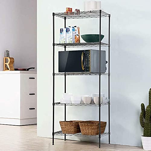 PayLessHere | 5-Tier Wire Shelf | 24"x14"x60" | Black - color: Black, size: 24"D x 14"W x 60"H