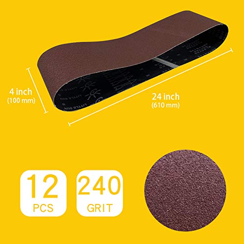 4 x 24 Inch 240 Grit Sanding Belt | Premium Aluminum Oxide Sanding Belt | Premium Sander Sandpaper – 12 Pack - size: 240 Grit