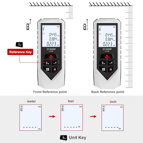 Laser Distance Measure Backlit LCD Measuring Tool 196FT - color: 196FT
