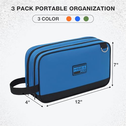 HISEA Small Tool Bag 3 Pack, 12 Inch Tool Pouch with 2 Compartments - color: Green, Orange, Blue