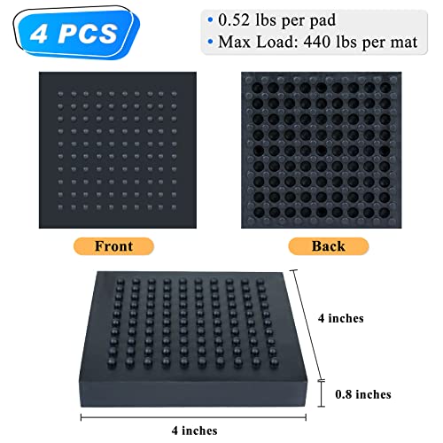 BXI Machine Anti Vibration Mats Heavy Duty - 4 x 4 x 0.8 Inches 4 Pcs Non Slip Noise Reduction Anti Vibration Mats, Thick Steel Embedded Rubber Pad for Air Compressor, Swamp Cooler, Generator, HVAC - size: 4''x 4'', 4 Pcs