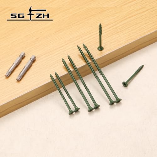#8 x 3/4" Deck Screws (552Pcs) 2lb. Exterior Wood Screws. Carbon Steel, Green, Flat Head, Rust Resistant epoxy Coated, with T25 Star Bit - color: Green, size: #8 x 3/4"