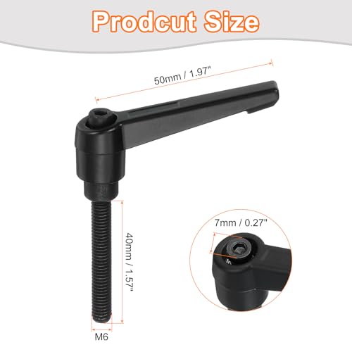uxcell 1Pcs M6 x 40mm Adjustable Knobs Handle Male Thread Push Button Ratchet Quick Release Locking Rotating Bolt for Lathe Machinery, Black - size: M6 x 40mm