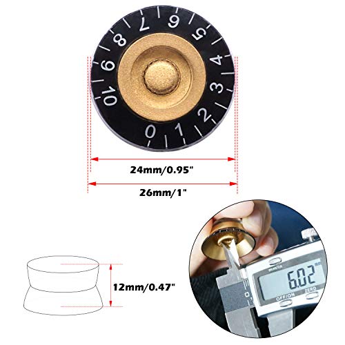 Taiss 4Pcs Guitar Knobs,Amber Top Hat Knobs Electric Guitar Bass Speed Control Knobs Volume Tone Control Knobs Fits 6mm/0.24" Rotary Shaft Musical Instruments And Radios Parts Replacement KNOB-S32 - color: Amber