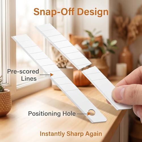 9mm Ceramic Utility Knife Blades Refills, 12 Pack - 60 Degree Snap Off Replacement Blades for Box Cutters, Never Rusts, Non-Magnetic, Non-Conductive Craft Knife Blade - color: 9mm/60 Degrees