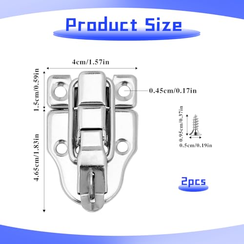 2 Pack Metal Duck-Billed Box Hasp Lock Toggle Latch Catch, Box Latch Toolbox Latch, Toggle Latch with Padlock Hole, Metal Duckbilled Hasp Latch, Toolbox Clasp Buckle Latch