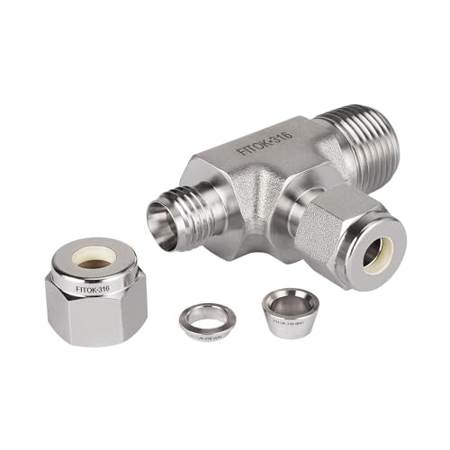 316 Stainless Steel Compression Fitting Male Run Tee 1/8" Tube OD x 1/4" Male NPT x 1/8" Tube OD, SS-TMT-FL2-NS4 - size: 1/8" OD x 1/4" MNPT x 1/8" OD