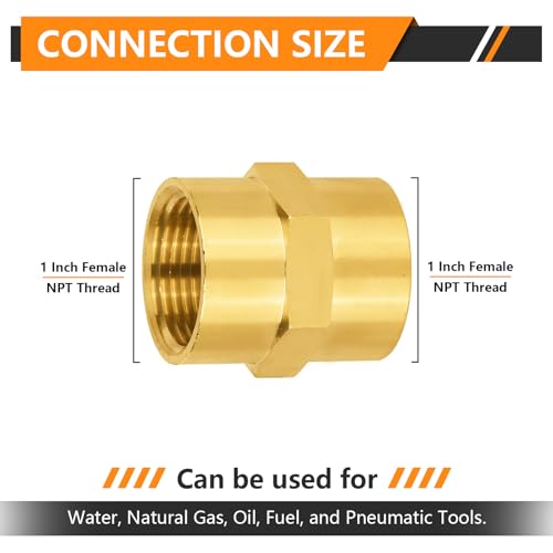 5PC HeSun Brass Pipe Fitting, 1" NPT Female Hex Pipe Adapter(NPT079-5) - size: 1 Inch