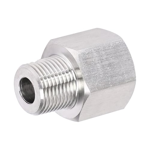 Stainless Steel M16*1.5 Female x 3/8" NPT Male Adapter Pressure Gage - size: M16*1.5 Female x 3/8" Male NPT