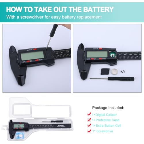 Kynup Digital Caliper, Caliper Measuring Tool with LCD Screen - color: Black, size: 150mm