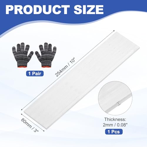 uxcell Square Aluminum Flat Bar with Gloves 0.08"x3"x10"/2x80x254mm - size: 0.08" x 3" x 10"/2 x 80 x 254mm