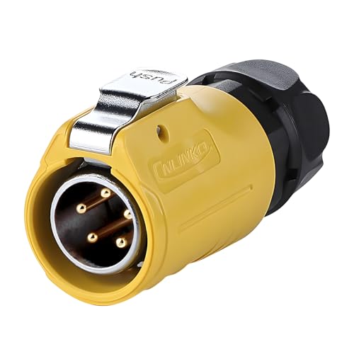 CNLINKO LP-20 5 Pin IP68 Waterproof Connector M20 Male Plug Female Socket Fast Locking 2-12 Pin Circular Connector for Stage Lighting Solar Panel Wiring(5 Pin) - size: 5 PIN, style: Yellow/Single-Hole Socket