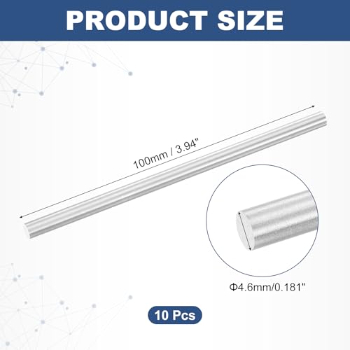 uxcell 10Pcs Round Steel Rods, 4.6mm x 100mm High Speed Steel (HSS) Aluminium Rod Steel Bar for Shaft Gear Drill Lathes Boring Machine - size: 4.6mm x 100mm