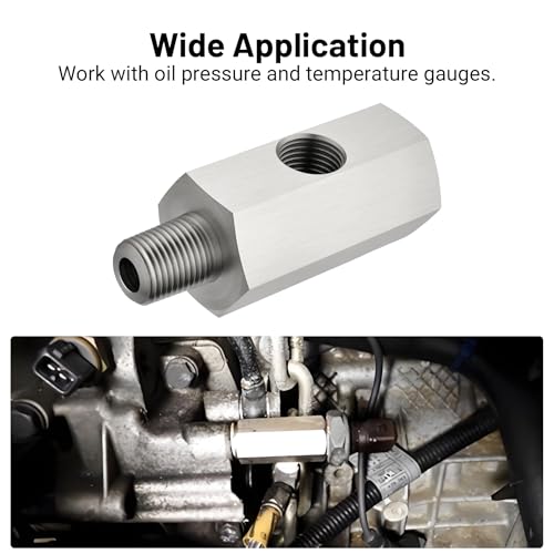 EVIL ENERGY 1/8 BSPT Oil Pressure Sensor Tee Adapter, Stainless Steel 1/8 BSPT Female to Male Threaded Oil Pressure Adapter with 1/8 NPT Female Port, Sliver - size: 1/8 BSPT-1/8 BSPT-1/8 NPT