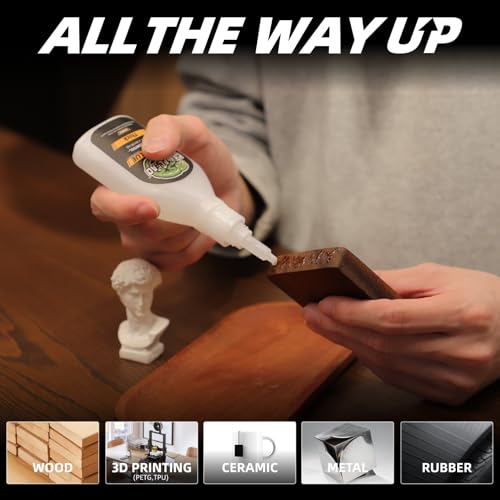 Thick Super CA Glue Kit 9.2 oz for Wood Metal Plastic Shoe Ceramic Leather - size: 8 oz., style: THICK VISCOSITY