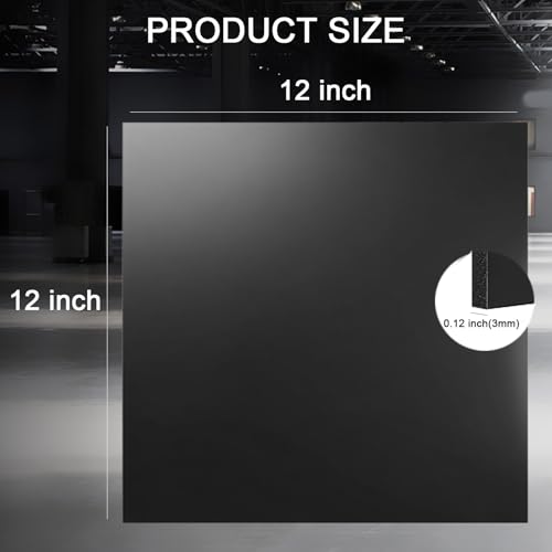 ABS Plastic Sheet 1/8 Inch Thick - 3PACK 12" x 12" Black Rigid ABS Board Impact Resistant Heat Moldable ABS Plastic Panel for Industrial DIY Projects, Home Decor, Handicrafts - (Frosted & Smooth) - size: 12x12x1/8 inch