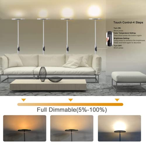 JOOFO LED Torchiere Floor Lamp with Remote, Stepless Dimmable, Silver - color: Platinum Silver
