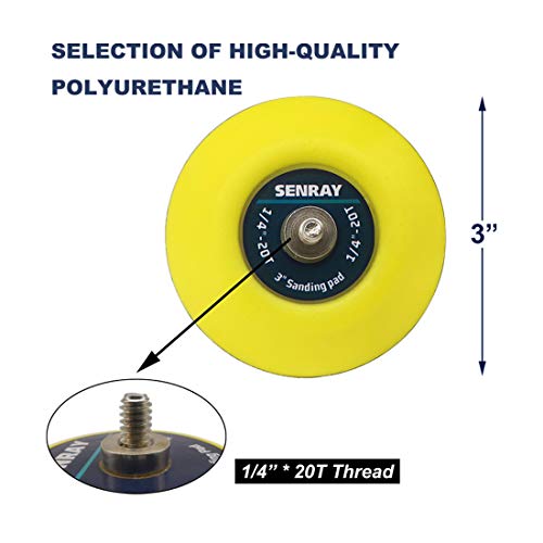 5Pcs 3-Inch Hook and Loop Backing Pad Sanding Pads for Dual Action Orbital Sanders, 1/4"-20 Thread | 15,000 RPM - color: 3 Inch / Yellow, size: 1/4"-20 Thread