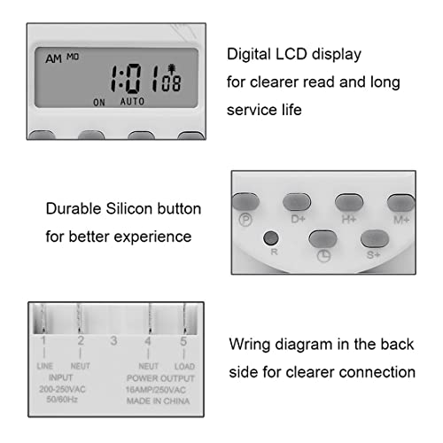 CN101S 1 Second Interval 12V Digital LCD Timer Switch 7 Days Weekly Practical Programmable Time Relay Programmer