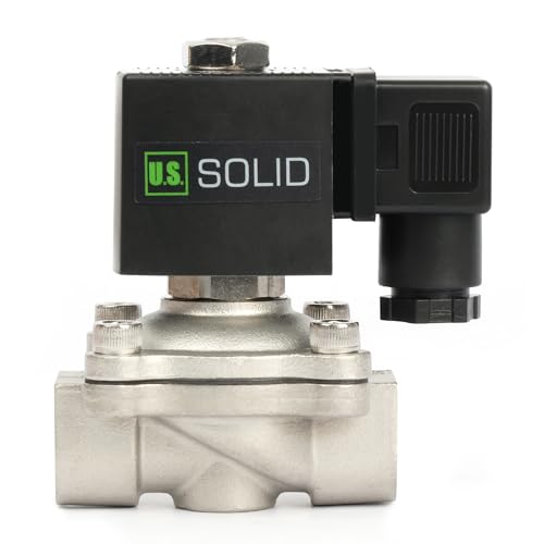 U.S. Solid 3/8" Stainless Steel Solenoid Valve - 12V DC, Normally Closed, 145 PSI Electric Valve for Water, Air, Diesel - size: 3/8 Inch