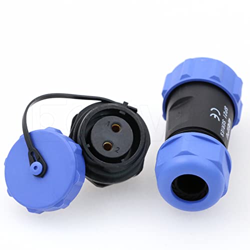 Weipu SP21 2 Pin Panel Mount Aviation Plug Socket Waterproof IP68 Connector Cable Industrial Circular Solar Electrical Connector - color: SP2110/P+SP2112/S, size: 2Pin