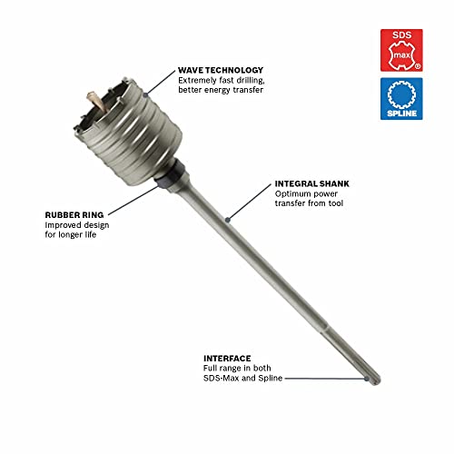 BOSCH HC8555 4 in. x 22 in. SDS-Max Rotary Hammer Core Bit Ideal for Applications in Masonry, Brick, Block, Concrete - size: 4 In Diameter, style: 22-In Length
