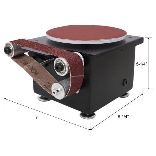 2 in 1 Mini Belt Disc Sander,Bench Grinder Small Spindle Sander Machine for Wood Metal Stone Diy Grinding,Adjustable Speed Electric Sander
