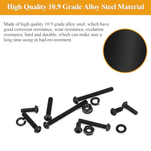 105 Pieces M2 x 4mm Button Head Socket Cap Screws, Thread Pitch 0.4mm, Sutemribor M2 Black Screws, 10.9 Grade Alloy Steel, Black Oxide Finish, Fully Threaded - size: M2 x 4mm, style: Button Head