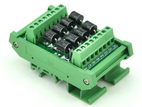 Electronics-Salon DIN Rail Mount 6 Amp 1000V 8 Individual Diode Module, 6A10.