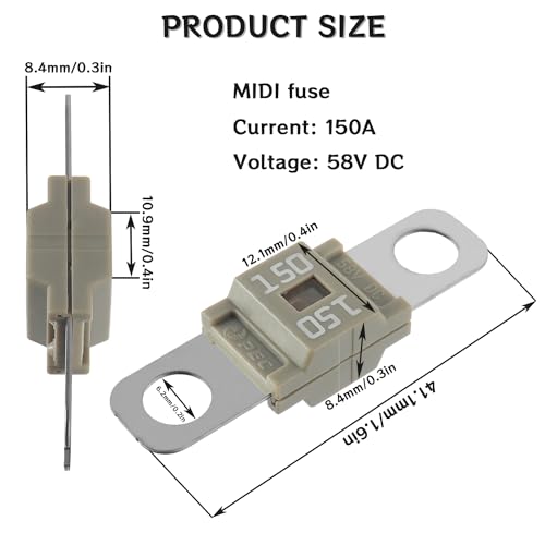 Midi Fuse Holder and 2 High Current Fuses for Cars, Trucks, Vehicles (150 Amp) - color: 150A
