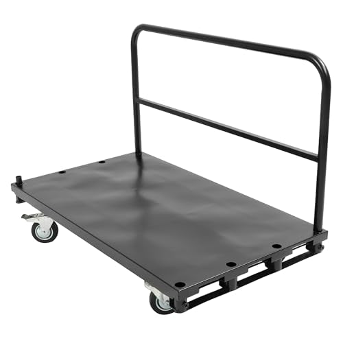 Truck Cart 42x24 inch Platform Lumber Drywall Flat Dolly Cart with - size: Black