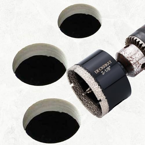 DECKRKAT 2-1/8"Diamond Hole-Saw Bits with Pilot Drill Bit - 2-1/8"Diamond Tipped Tile Hole Saws with Guiding Bit Accurate Drilling for Porcelain Tile Ceramic Pottery Granite Stone Glass Bottles 55mm - size: 2-1/8" X 1Pcs