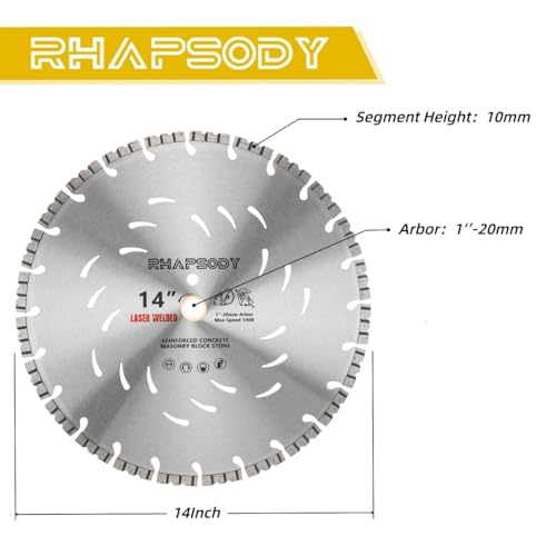 RHAPSODY 14Inch Laser Welded Diamond Saw Blade Turbo Segmented - color: Turbo Blade, size: 14Inch