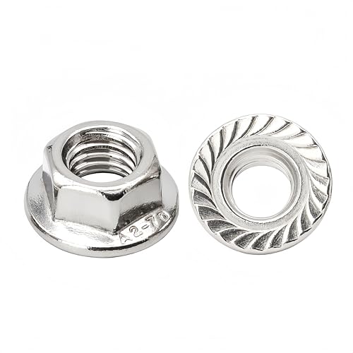 33pcs M10*1.5 Serrated Flange Nuts, 18-8(304) Stainless Steel DIN6923 Compliant, Hex Serrated Flange Lock Nuts Anti-Slip for US Industrial Automotive Construction Mechanical - size: M10 33pcs, style: Metric