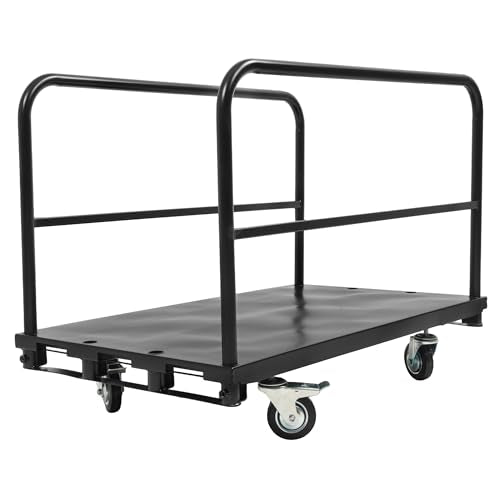 Truck Cart 42x24 inch Platform Lumber Drywall Flat Dolly Cart with - size: Black