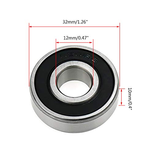 6201RS Ball Bearing Double Sealed Deep Groove Bearing 12 x 32 x 10mm -5pcs - size: 12 x 32 x 10mm