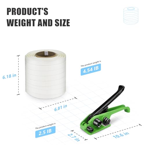Heavy Duty Banding Strapping kit Contain 3/4"x 330' Woven Cord Packaging Straps & 100 Metal Wire Buckles 100 Plastic Edge Protectors Tensioner with Cutter Tool Glove - size: woven cord kit